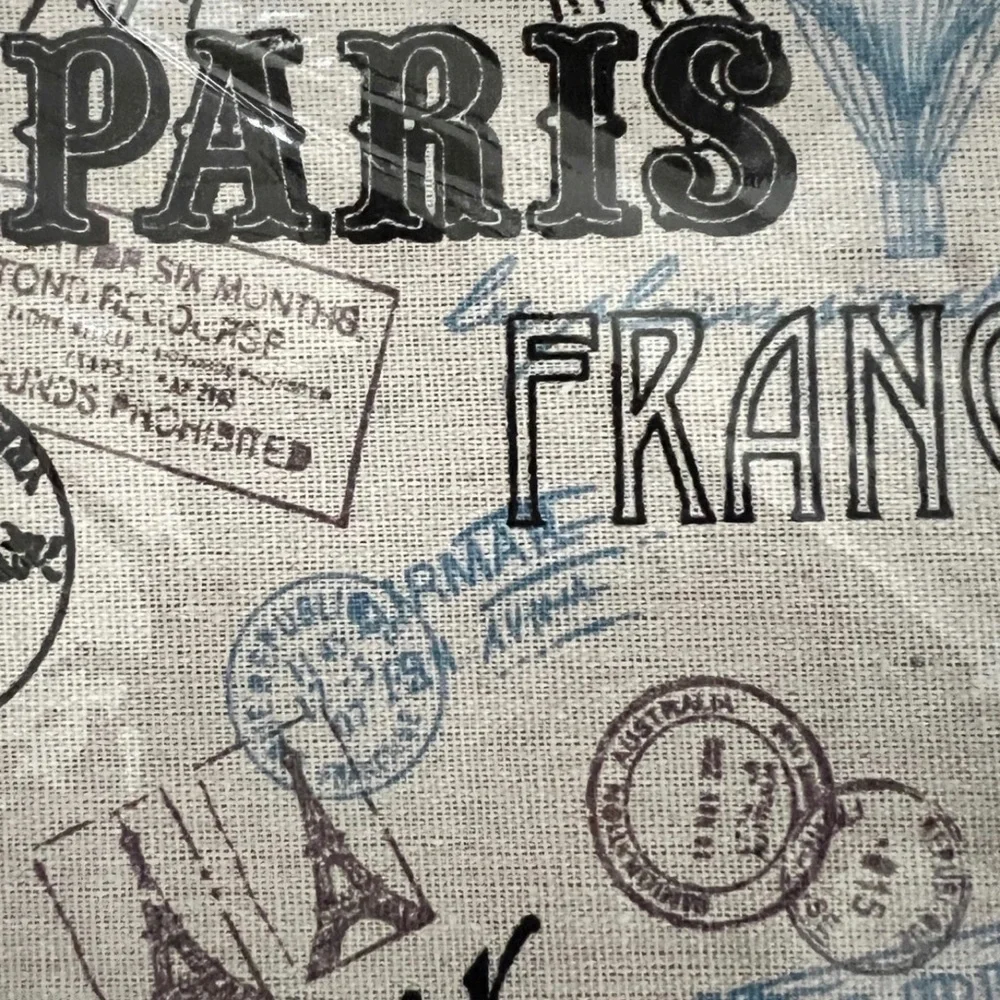 Paris Eiffel Tower French Canvas Storage Box with Flip Up Lid